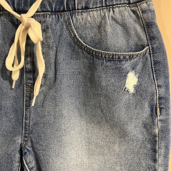 REWASH Juniors Super High Rise Boyfriend Pull-On Denim Shorts Tie waist Small - Picture 7 of 9
